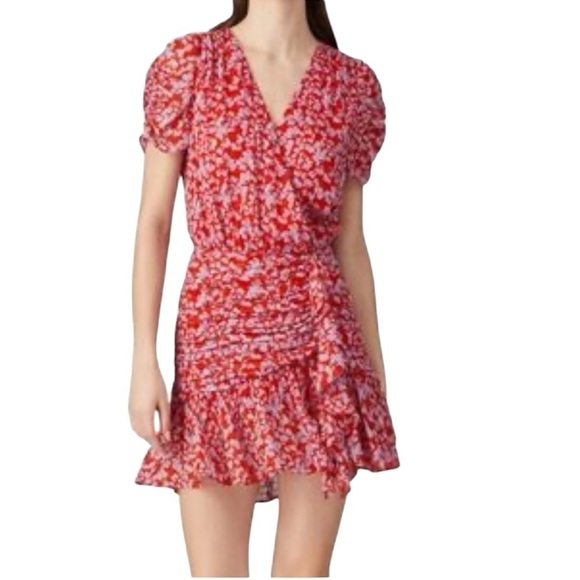 Tanya Taylor Dresses & Skirts - Tanya Taylor short sleeve ruched silk blend floral mini dress size 8
